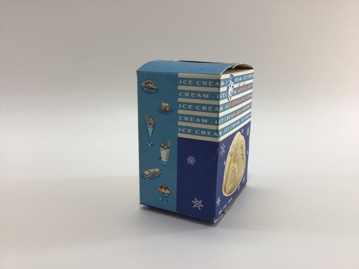 One Pint Ice Cream Container Vintage Small Single Serve Size Nostalgic Blue White Retro Advertising Kitchen Home Decor Storage Box