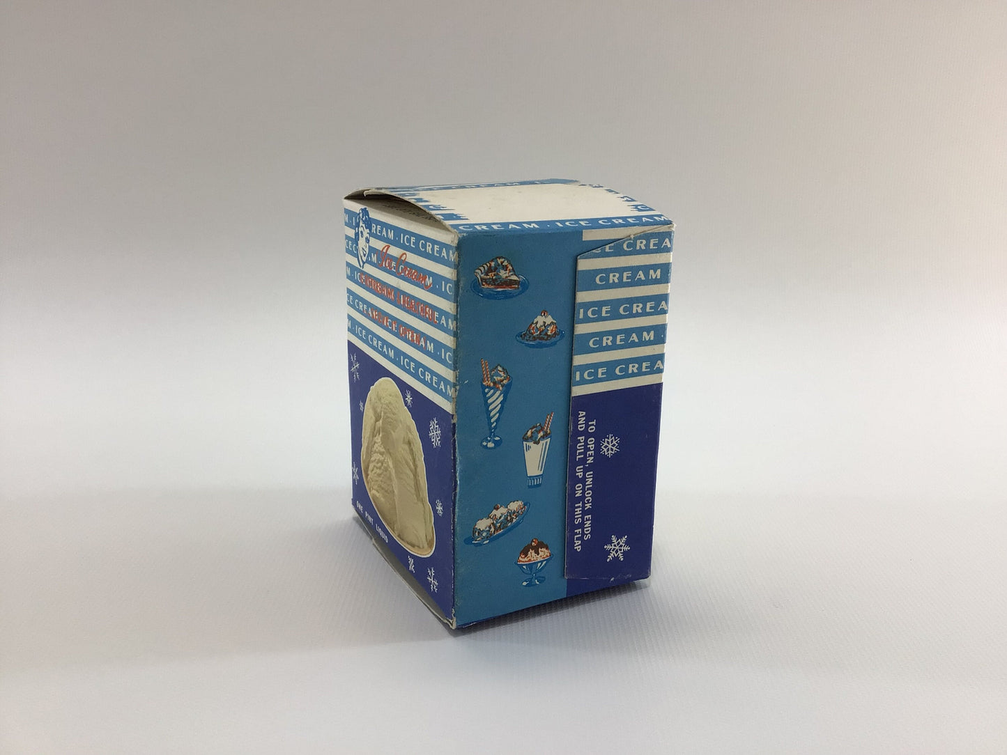 One Pint Ice Cream Container Vintage Small Single Serve Size Nostalgic Blue White Retro Advertising Kitchen Home Decor Storage Box