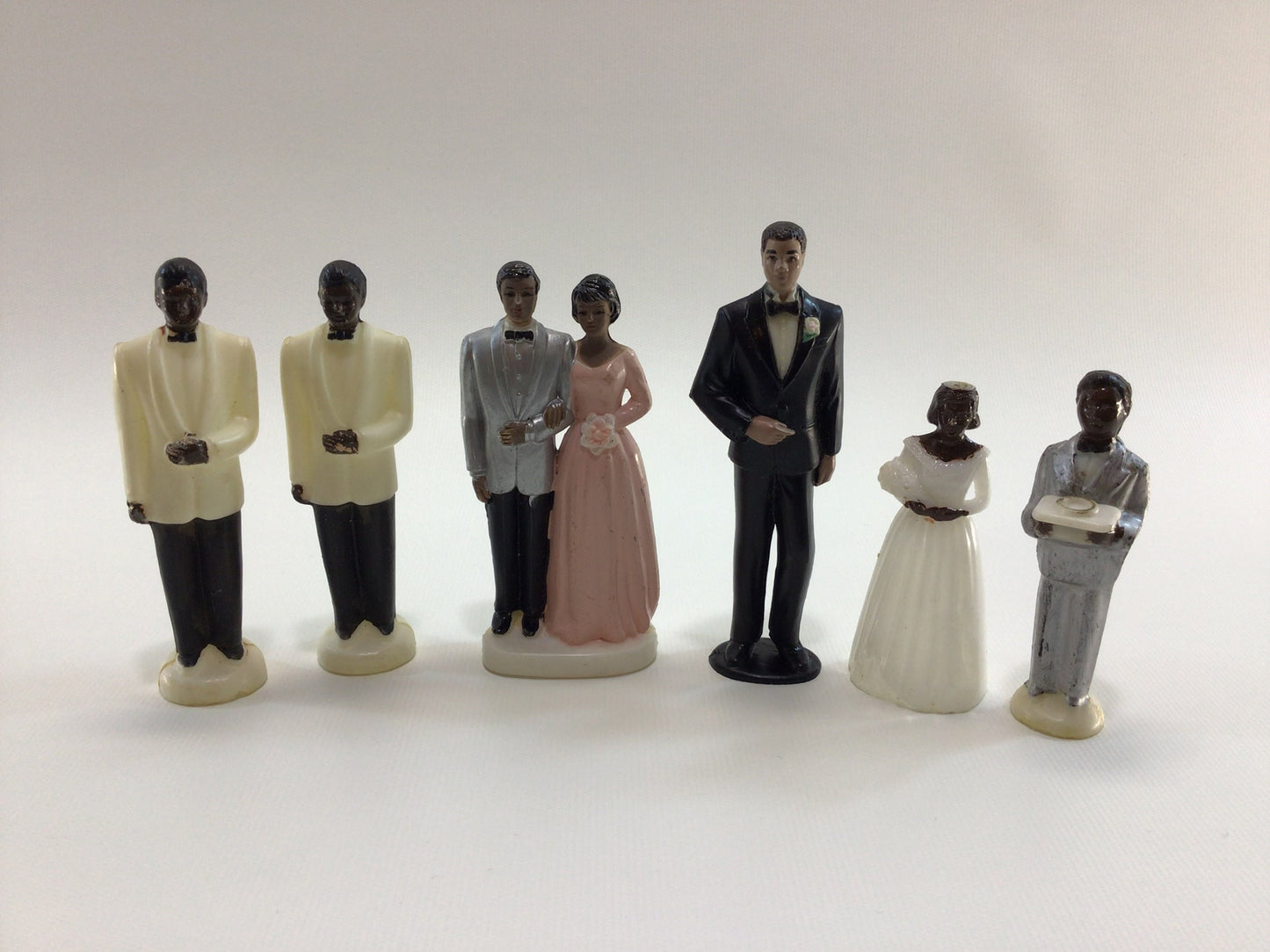 Vintage Wedding Cake Toppers Plastic Bride Groom Best Man Ring Bearer