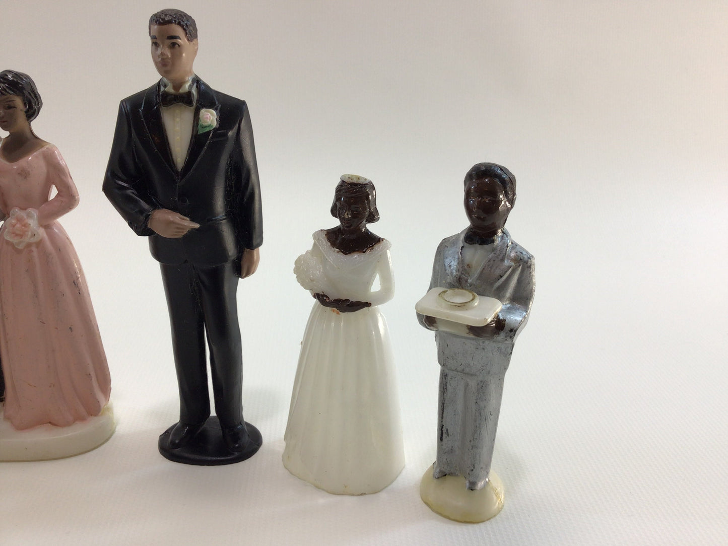 Vintage Wedding Cake Toppers Plastic Bride Groom Best Man Ring Bearer