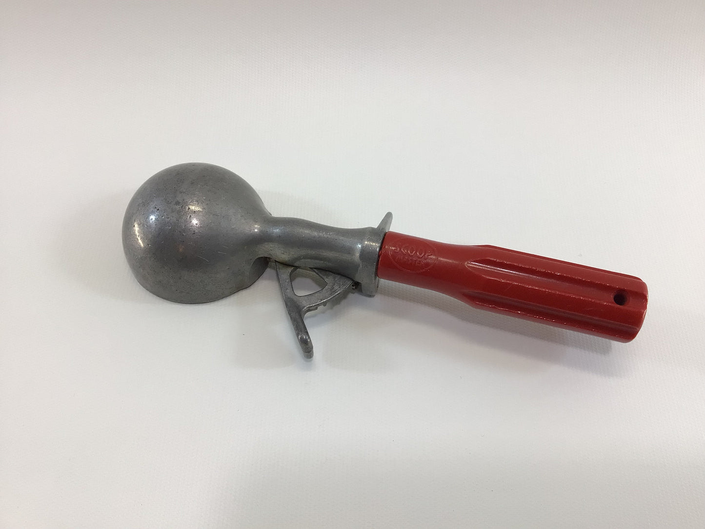 Vintage Ice Cream Scoop Master Cast Aluminum with Red Plastic Handle