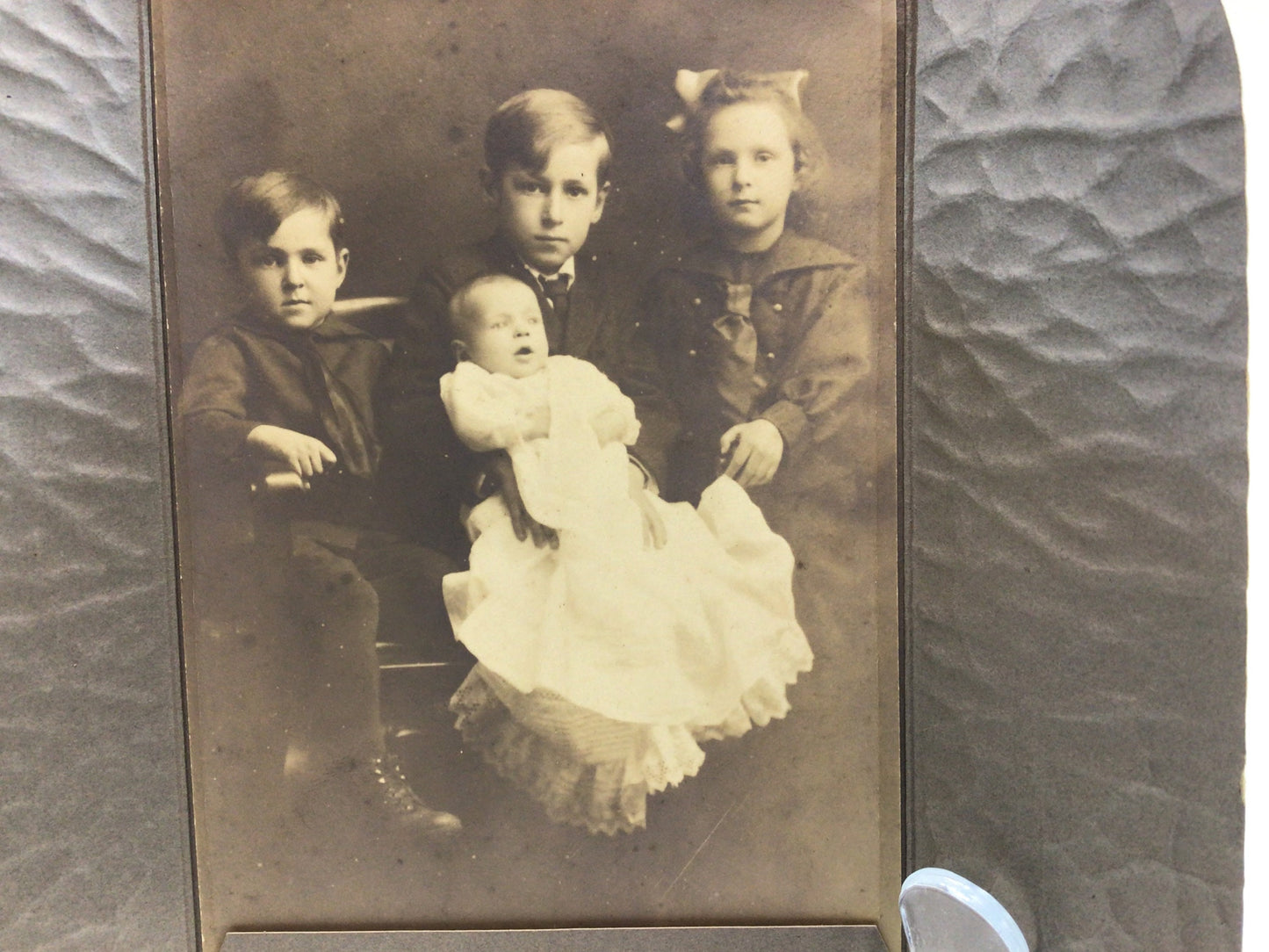Vintage Studio Fold-Out Photograph Early 1900's Sibling Children