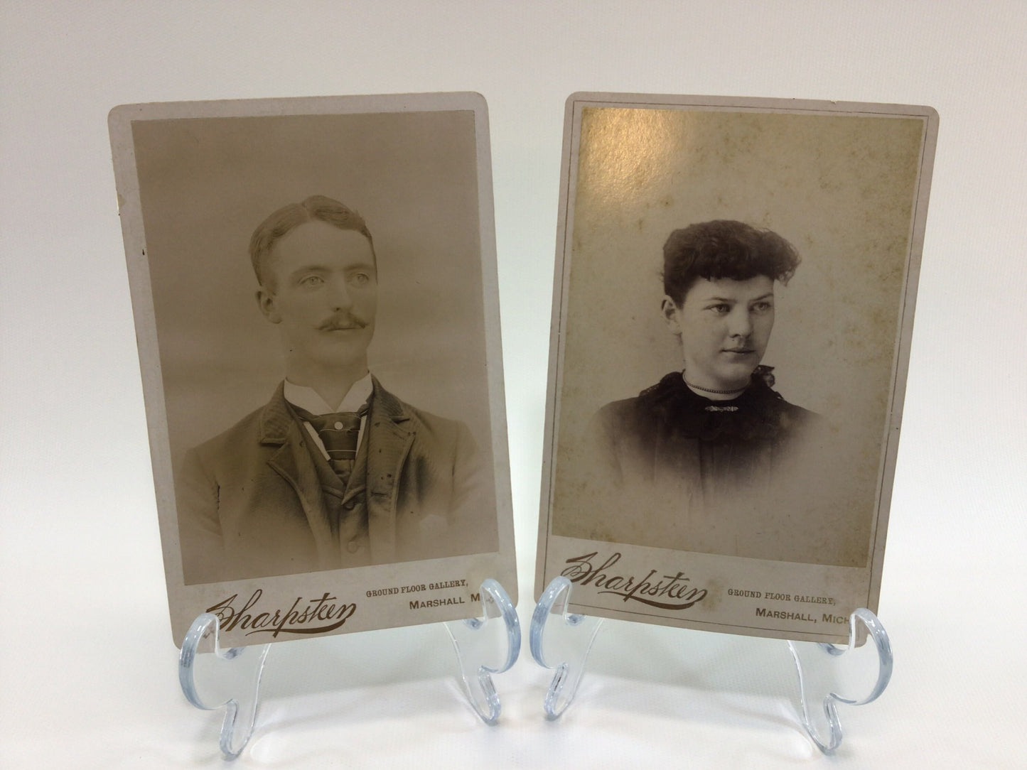 Victorian era Sharpsteen Cabinet Card Photo Young Husband and Wife