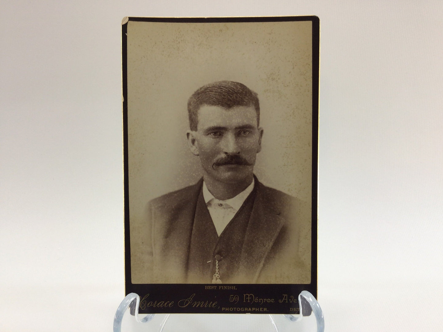 Victorian era Horace Imrie Cabinet Card Photo Young Man with Mustache