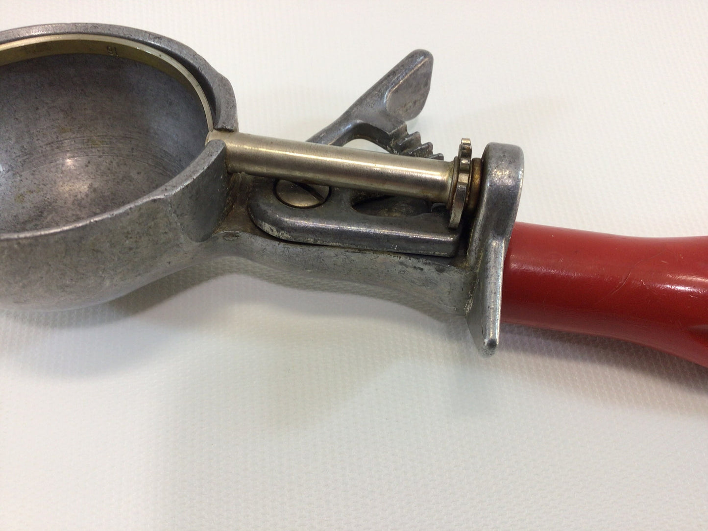 Vintage Ice Cream Scoop Master Cast Aluminum with Red Plastic Handle