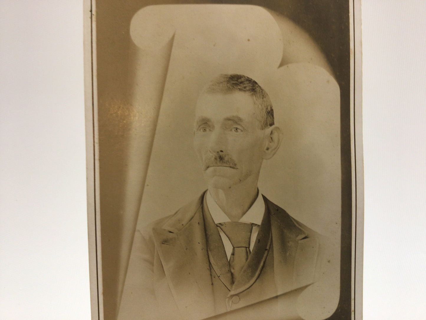 Victorian era Sharpsteen Cabinet Card Photo Older Gentleman with Mustache and Necktie
