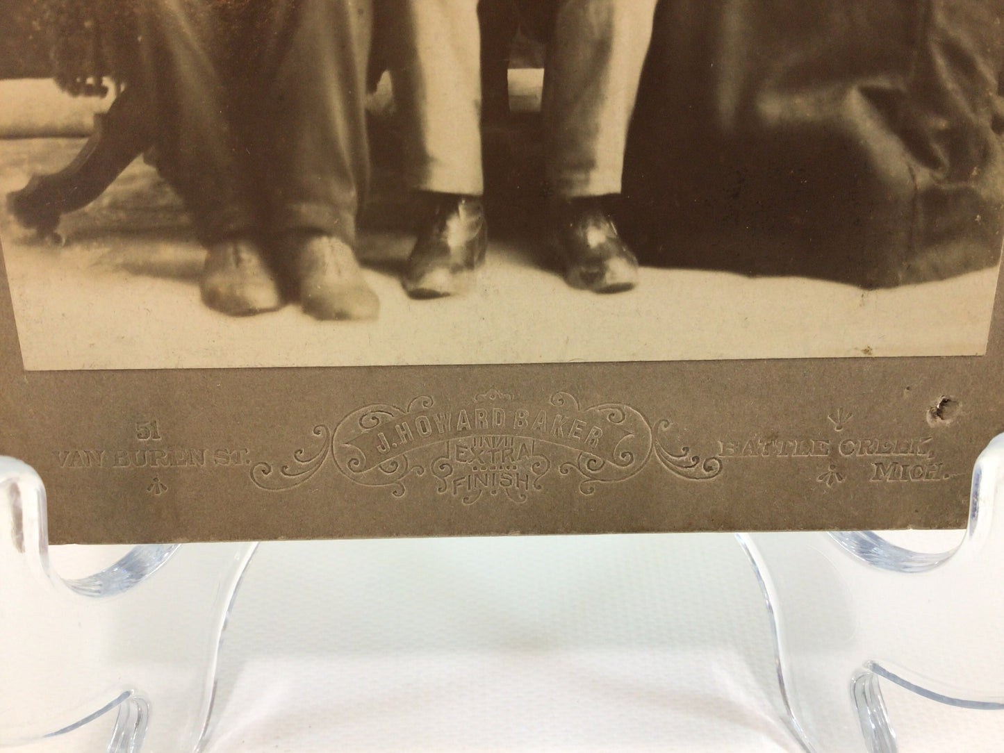 Victorian era J Baker Cabinet Card Photo Family Studio Portrait