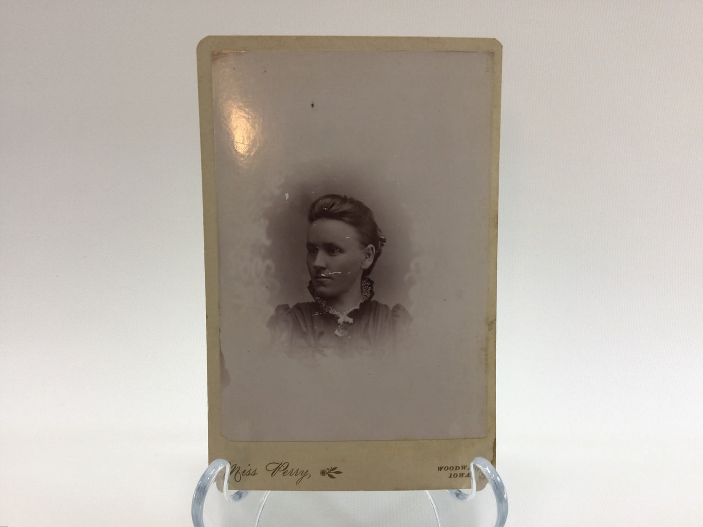 Victorian era Miss Perry Cabinet Card Photo Young Woman in Black
