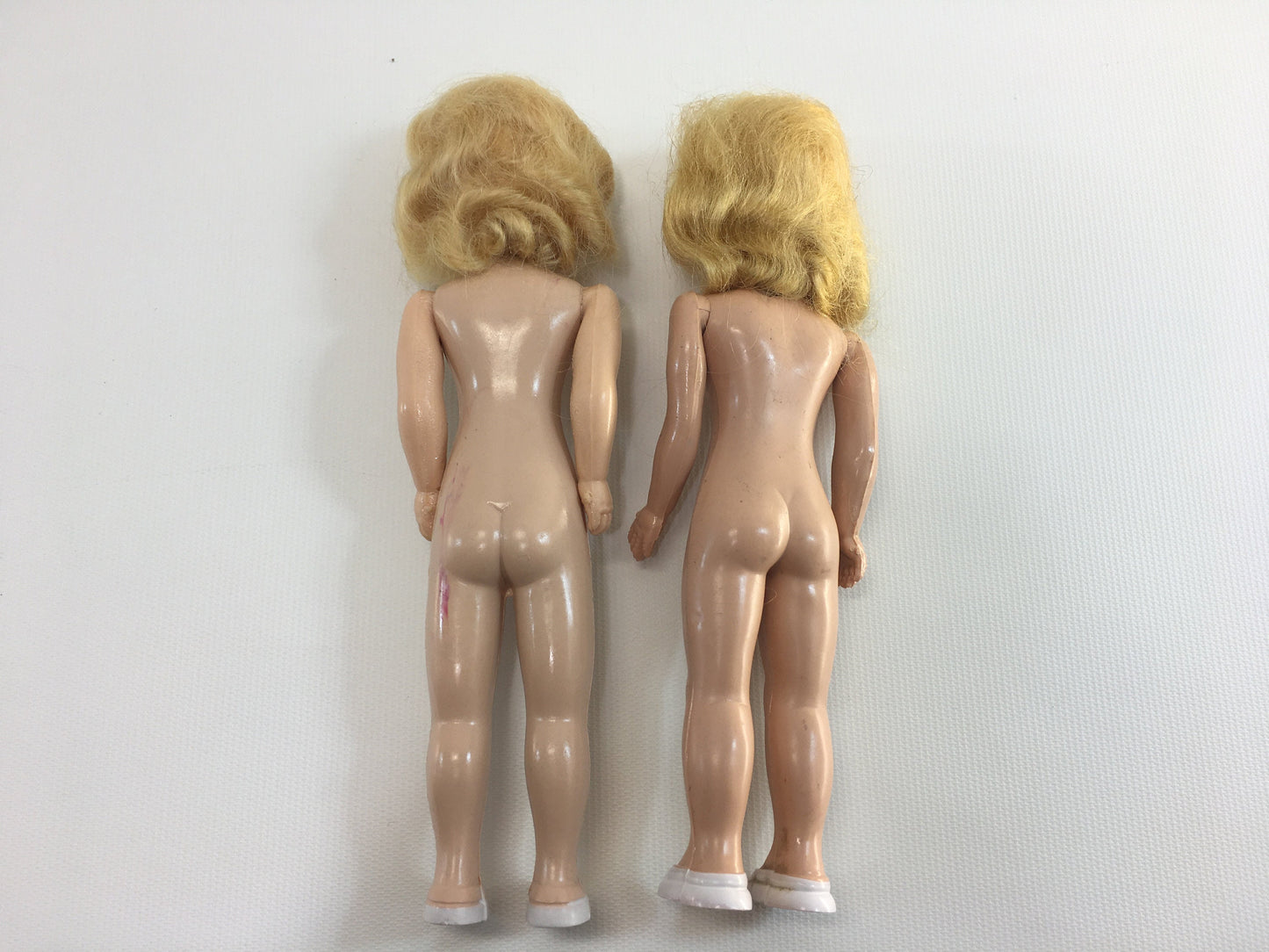 Vintage Doll 1950's Lingerie Lou Dolls Set of Two Blond Mohair Hair Sleepy Eyes Black Bow Painted on Shoes Dress Me Movable Head Arms