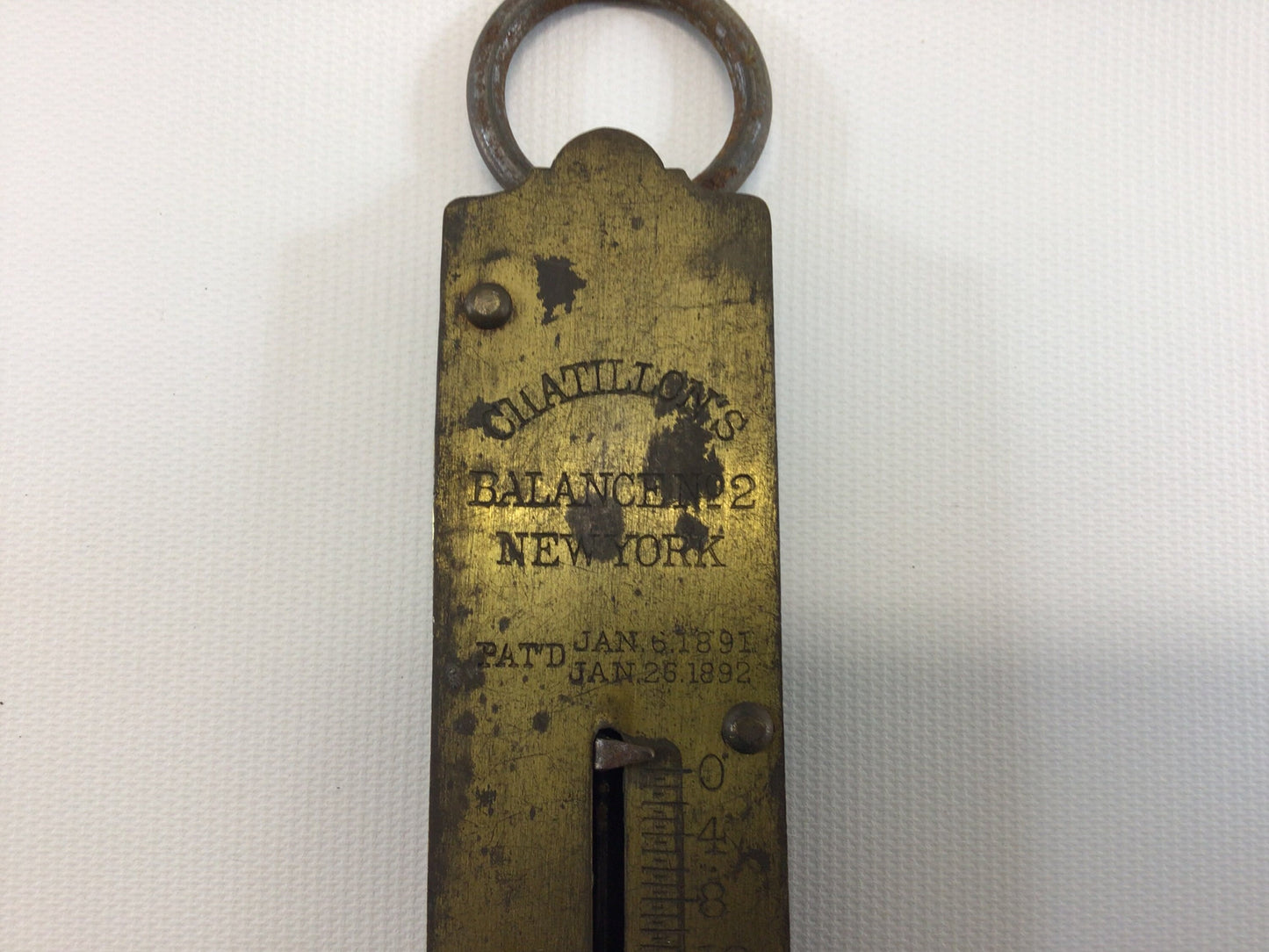 Chatillon's No 2 Spring Balance 25 lb Scale with Brass Faceplate Antique Rustic Hand Tool