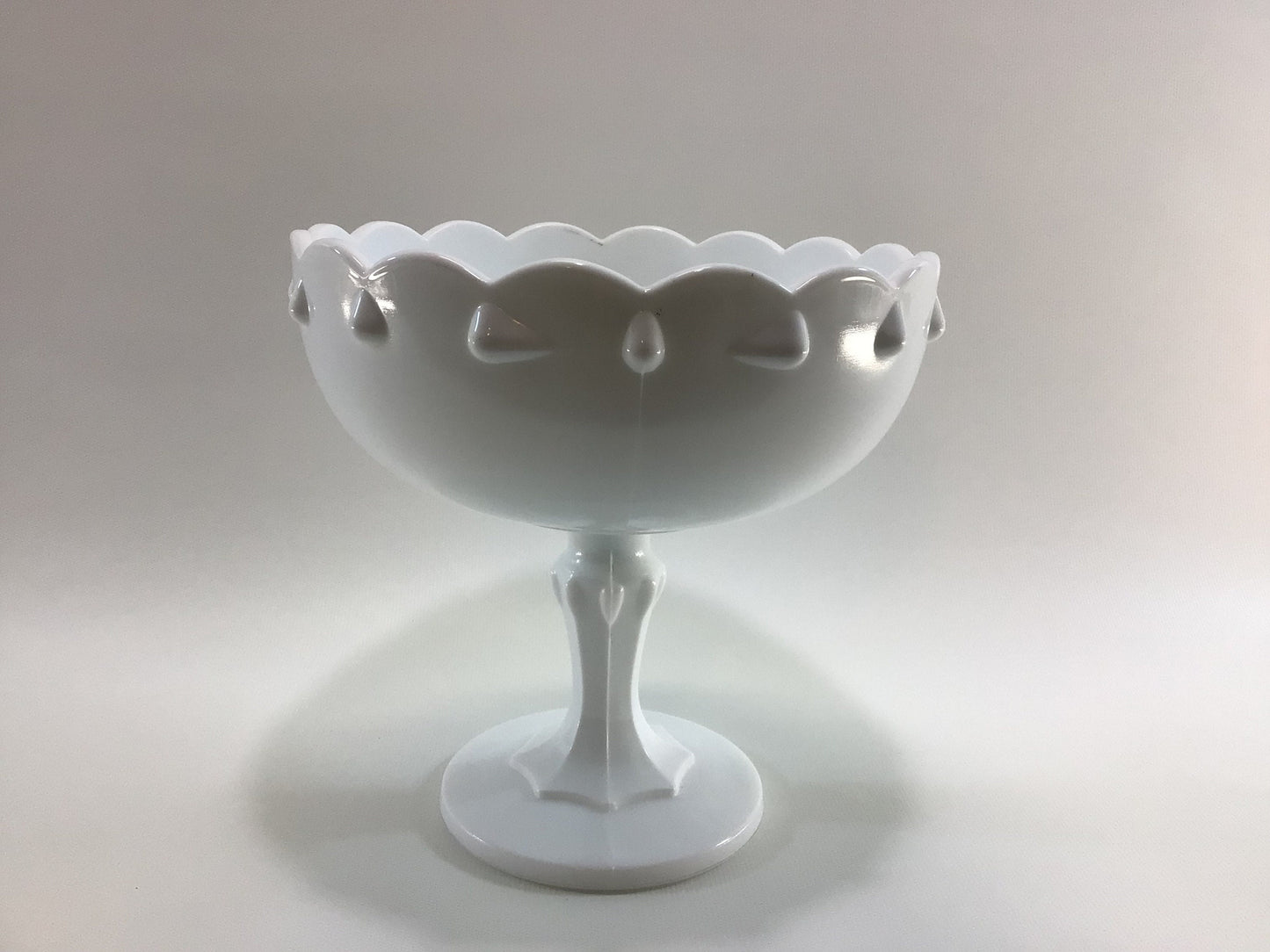 Flower Vase Compote 8" Vintage Indiana Glass Teardrop Milk Glass Home Decor