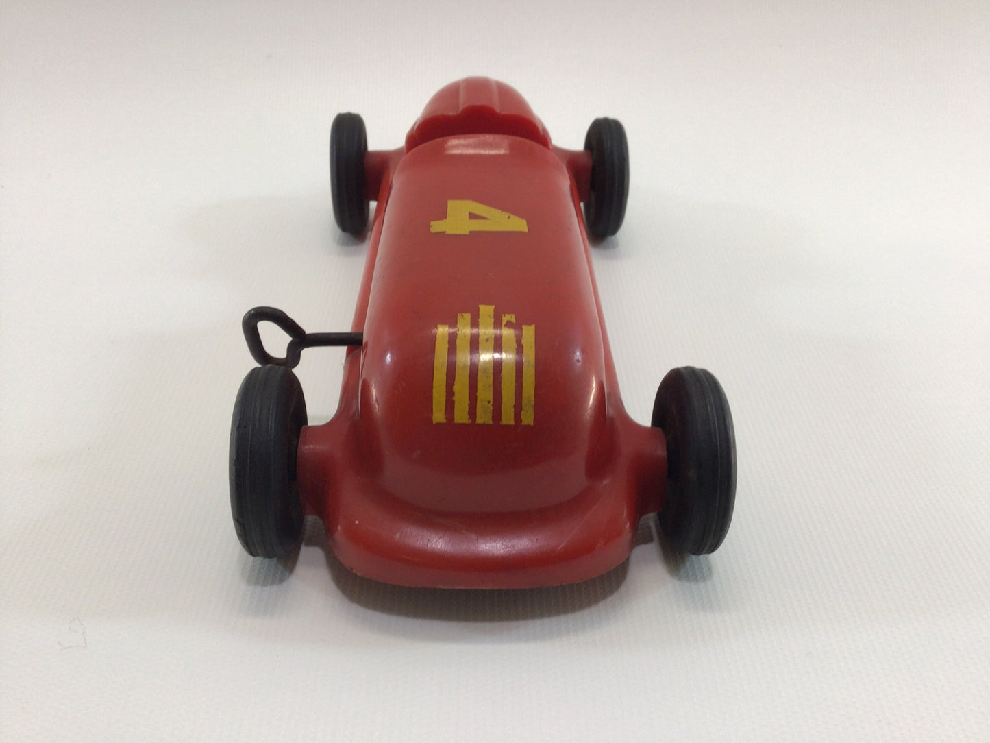Saunders Wind-up Toy Race Car Vintage Indy Boattail Style Racer Red No 4