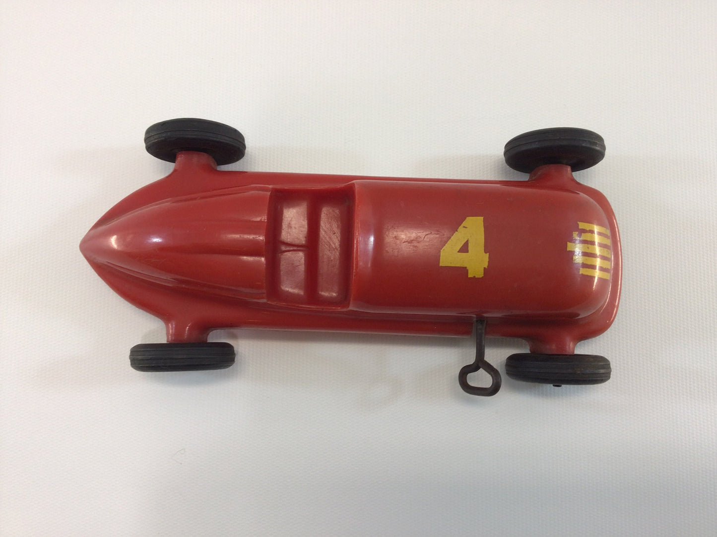 Saunders Wind-up Toy Race Car Vintage Indy Boattail Style Racer Red No 4