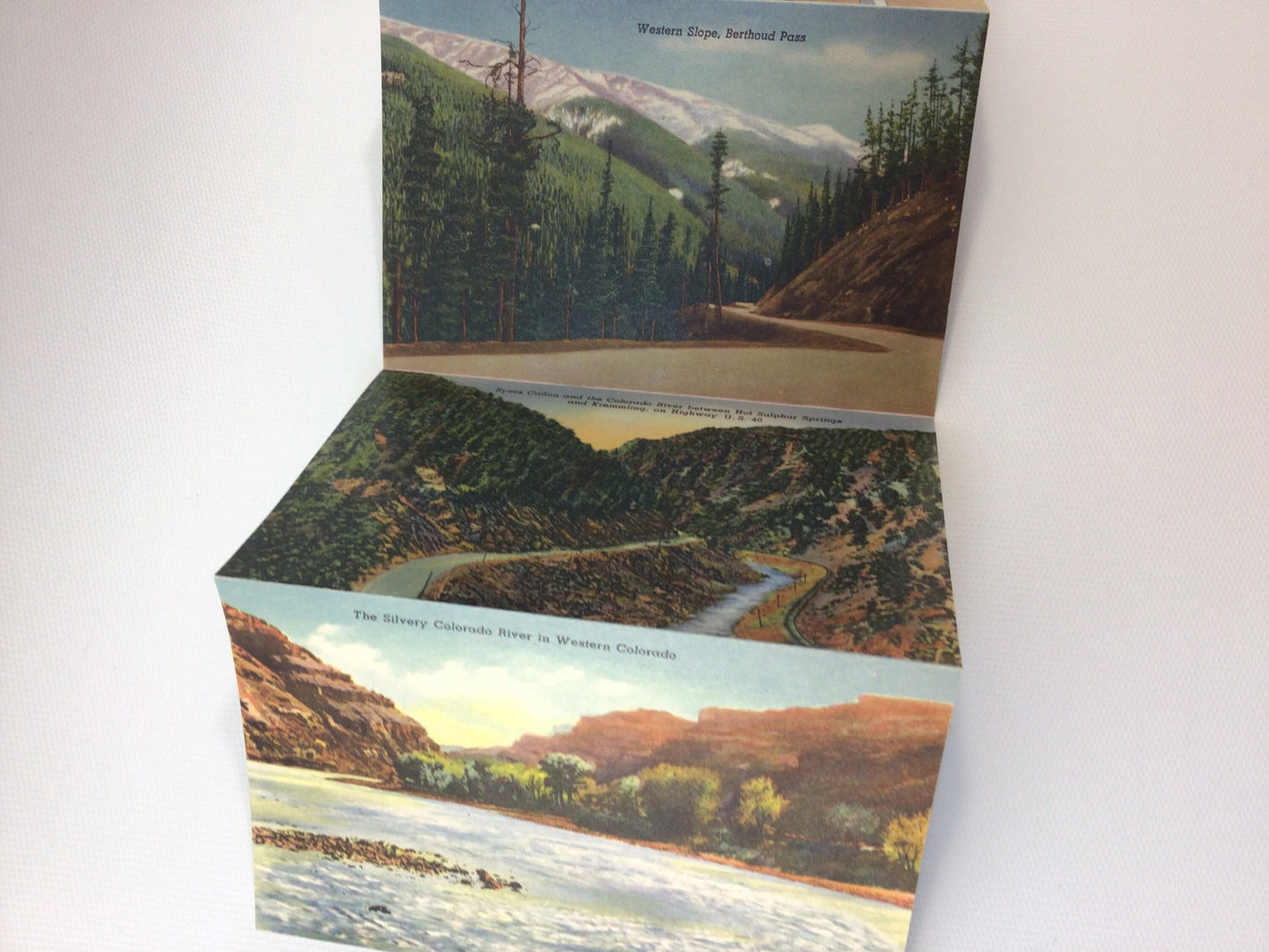 Foldout Souvenir Postcard Highway US 40 Vintage 1950's Vacation Travel Ephemera
