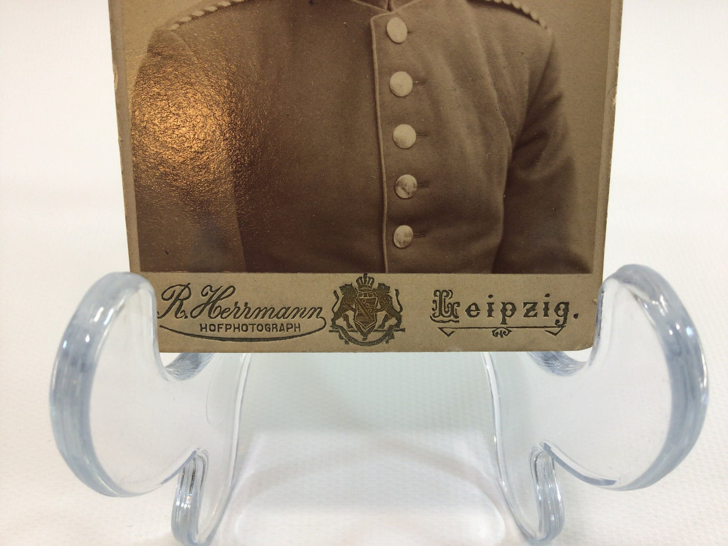 Antique CDV Cabinet Card Photograph Soldier in Uniform Victorian Gerhardt Family Album 2.5" x 4" Photo
