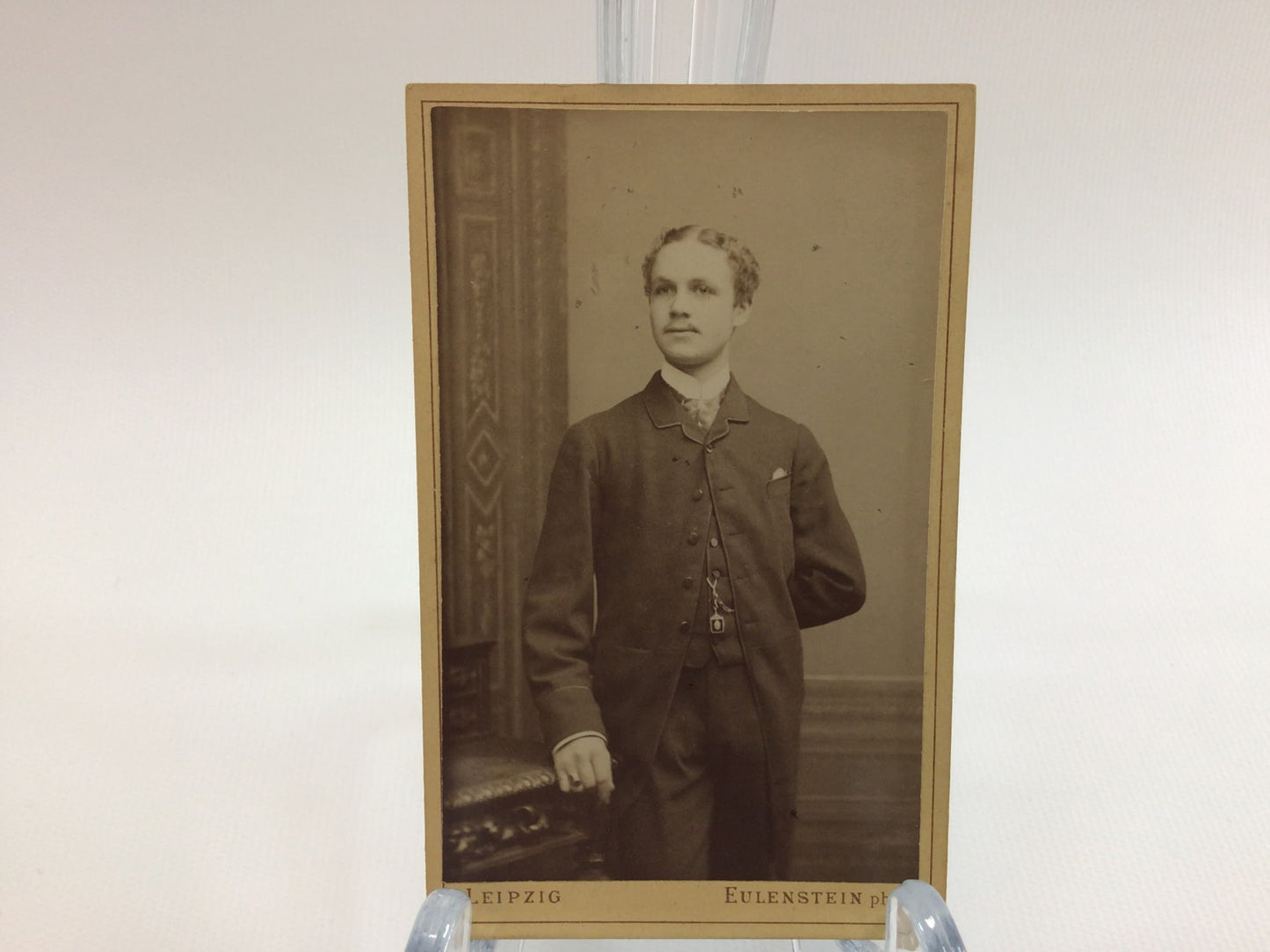 Antique CDV Cabinet Card Photograph Young Regal Gentleman Victorian Gerhardt Family Album 2.5" x 4" Photo