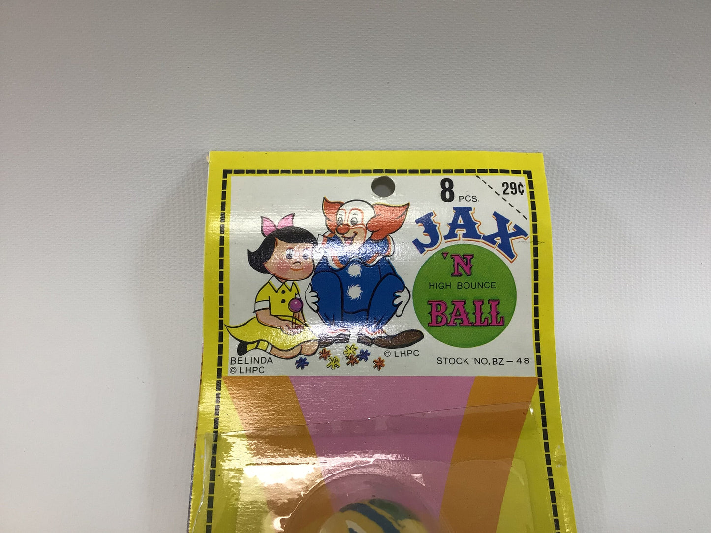 Jax Ball and Jacks Vintage Dime Store Toy on Original Blister Card Bozo the Clown Belinda