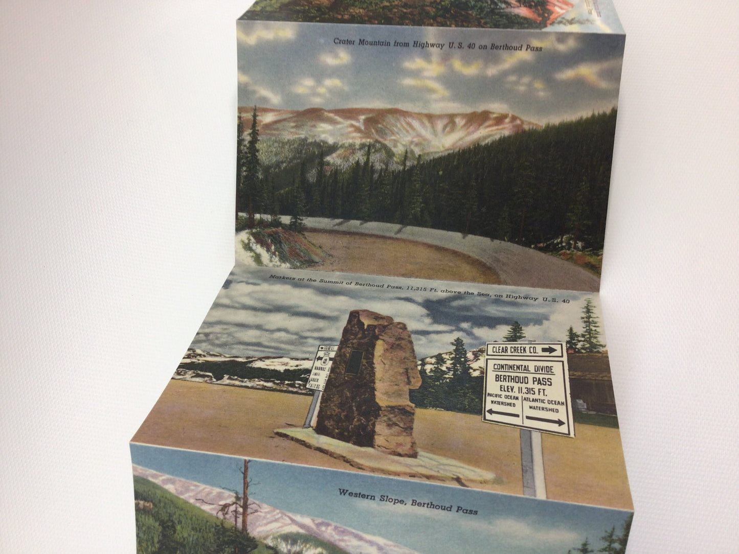 Foldout Souvenir Postcard Highway US 40 Vintage 1950's Vacation Travel Ephemera