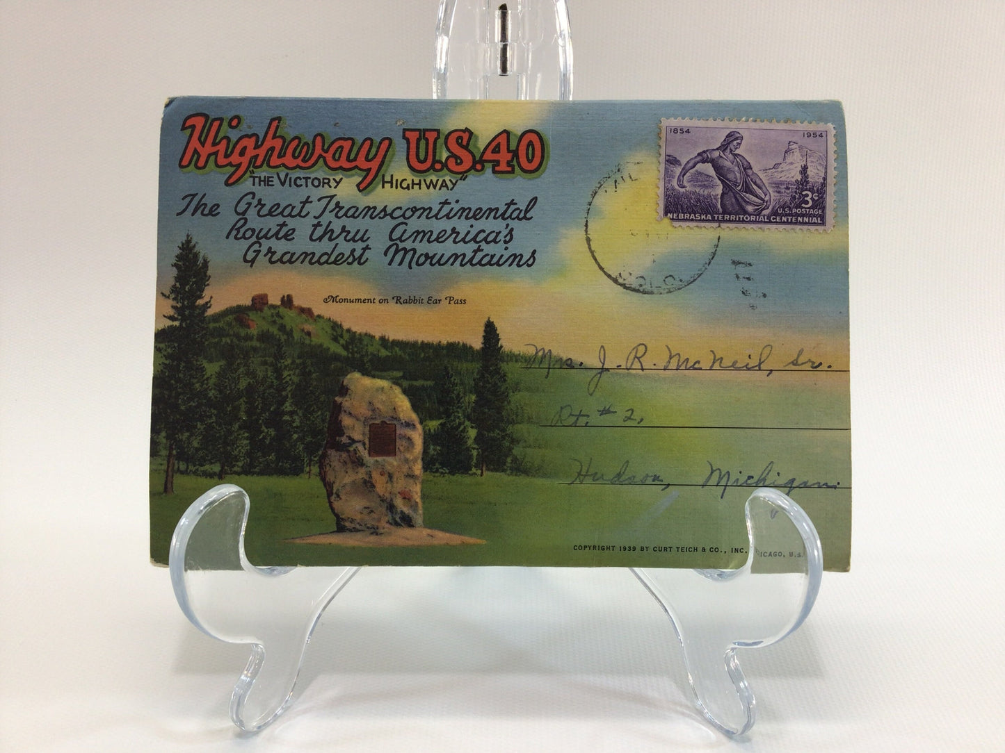 Foldout Souvenir Postcard Highway US 40 Vintage 1950's Vacation Travel Ephemera