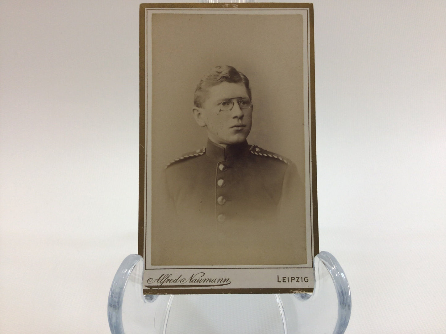 Antique CDV Cabinet Card Photograph Paul Gerhardt in Military Uniform Victorian Gerhardt Family Album 2.5" x 4" Photo