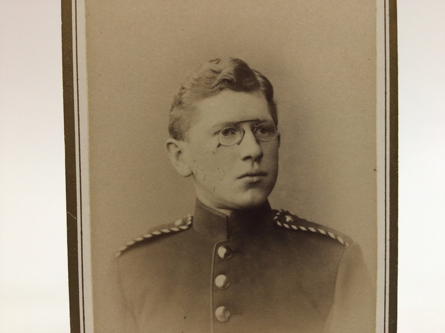 Antique CDV Cabinet Card Photograph Paul Gerhardt in Military Uniform Victorian Gerhardt Family Album 2.5" x 4" Photo