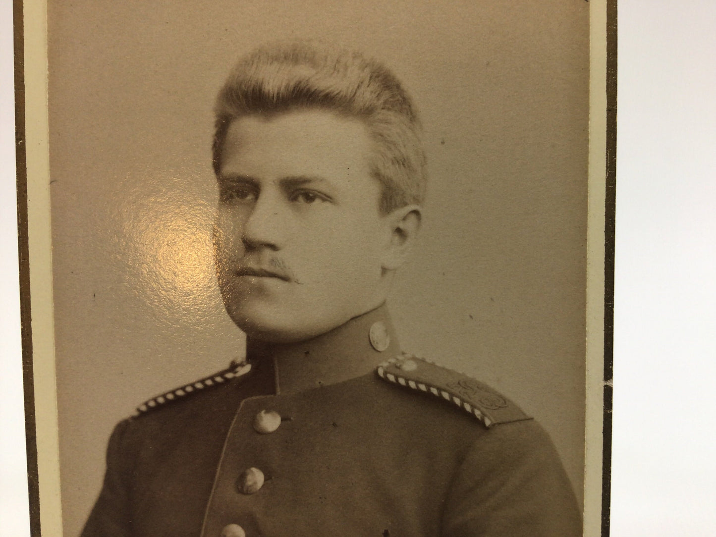 Antique CDV Cabinet Card Photograph Young Man in Uniform Victorian Gerhardt Family Album 2.5" x 4" Photo Leipzig