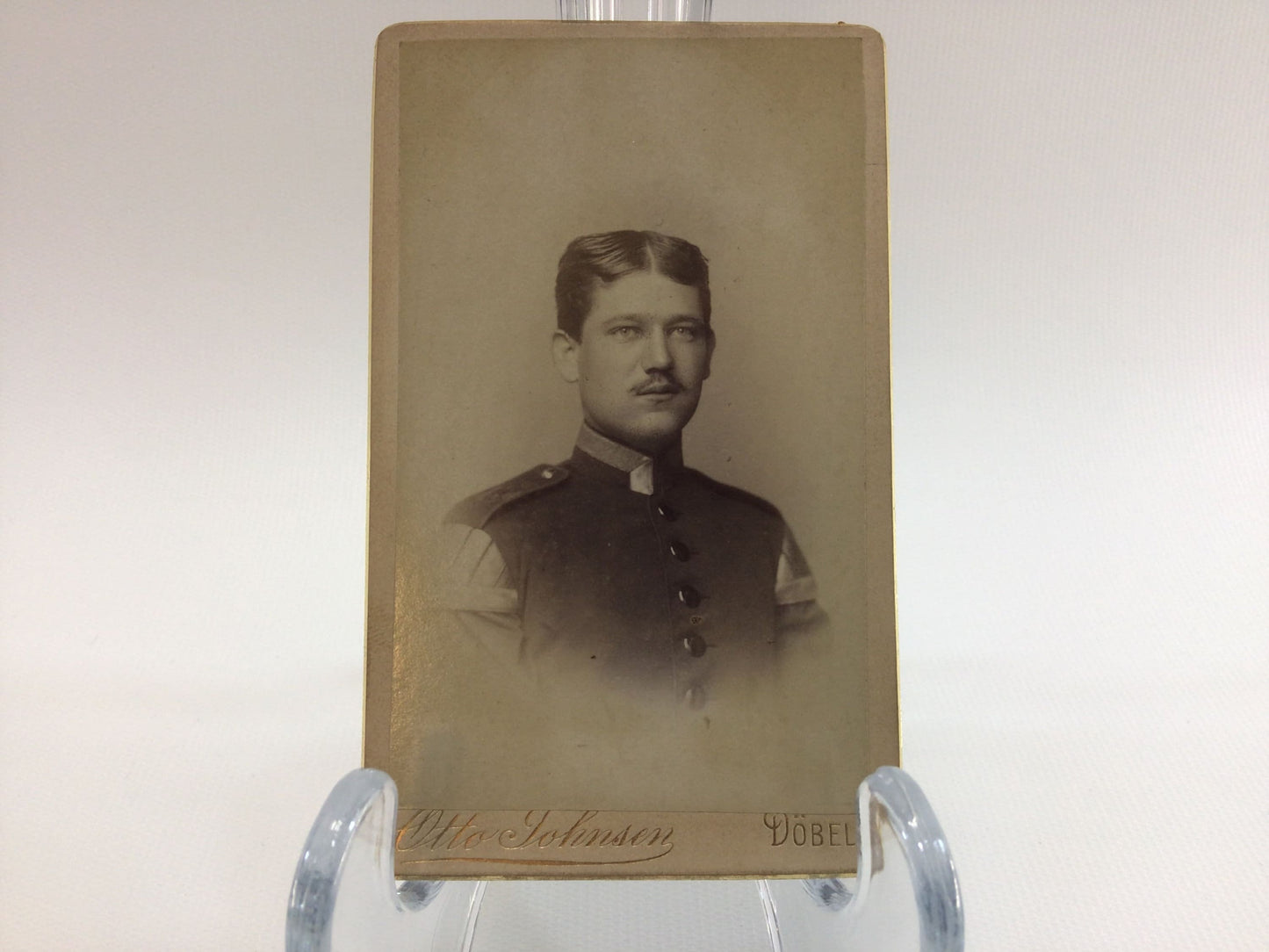 Antique CDV Cabinet Card Photograph 1880s German Soldier Victorian Gerhardt Family Album 2.5" x 4" Photo