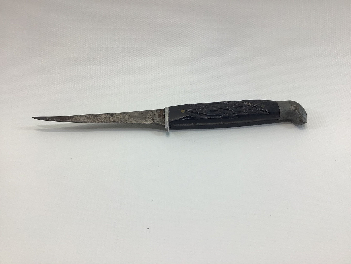 6" Hunting Knife Stag Antler Handle Antique Fixed Blade