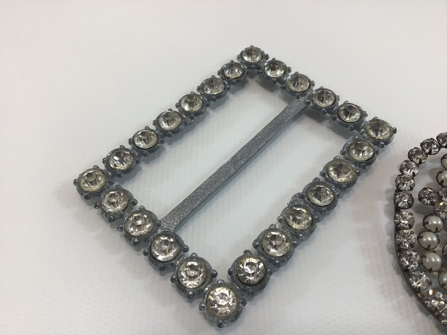 Mid Century Rhinestone Belt Buckles Vintage Fashion Sewing Notions