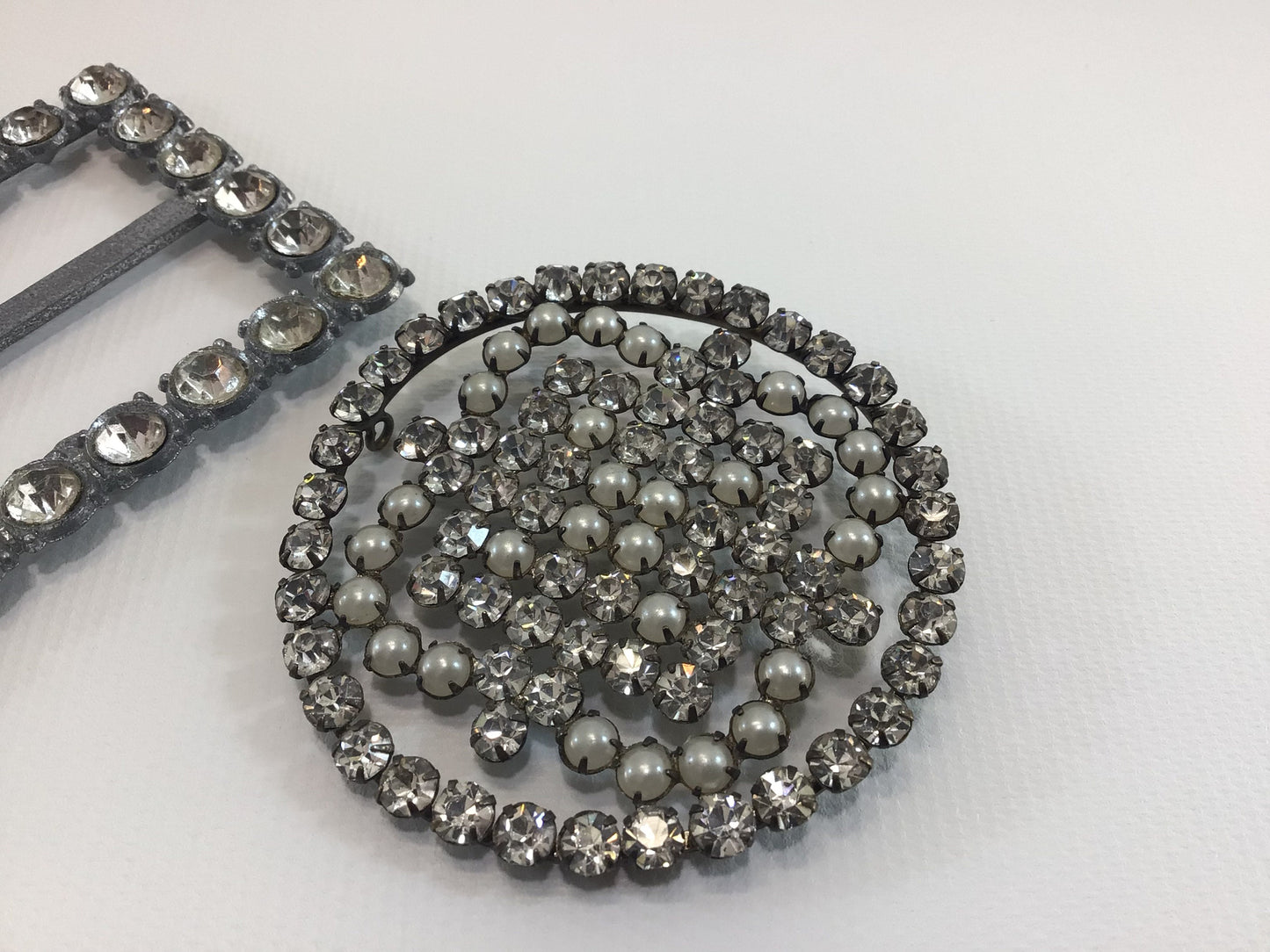 Mid Century Rhinestone Belt Buckles Vintage Fashion Sewing Notions