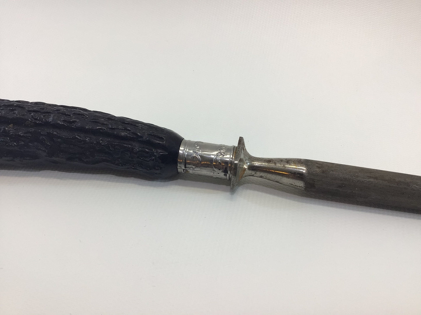 13" Stag Antler Handle Sharpening Steel Honing Rod Vintage Country Kitchen Utensil
