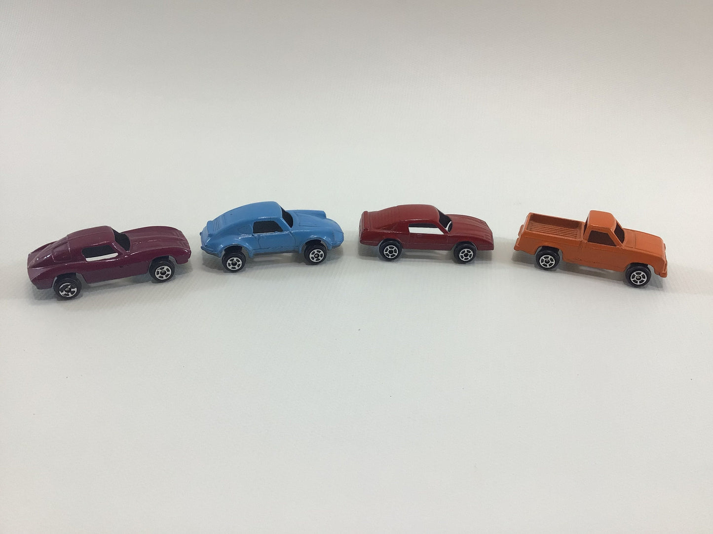 1980s Tootsietoy Diecast Cars Lot of 4 Assorted Vintage Vehicles Orange Pickup Truck Red Corvette