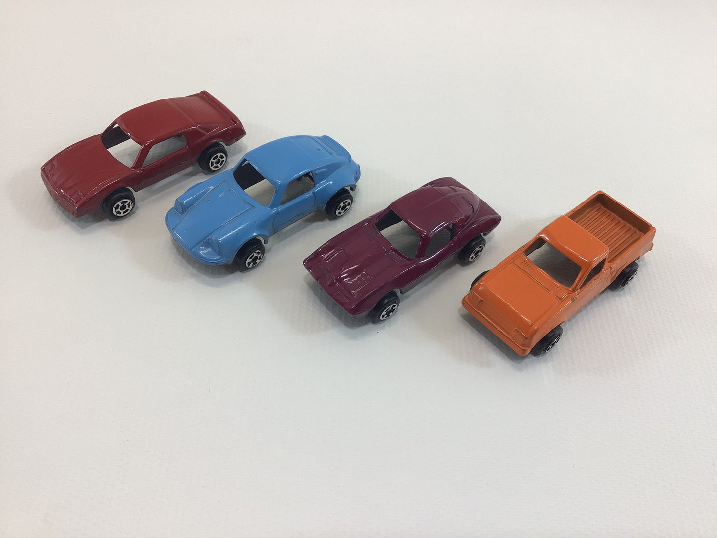 1980s Tootsietoy Diecast Cars Lot of 4 Assorted Vintage Vehicles Orange Pickup Truck Red Corvette