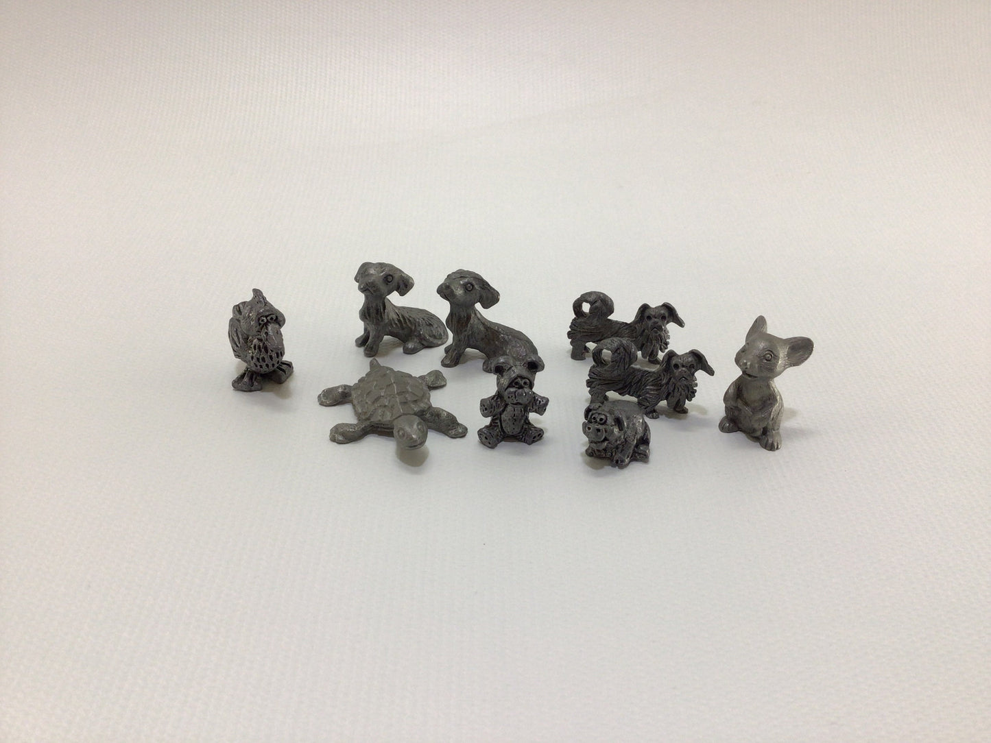Miniature Pewter Animals Figurine Lot of 9 Vintage Collectible Display Figures