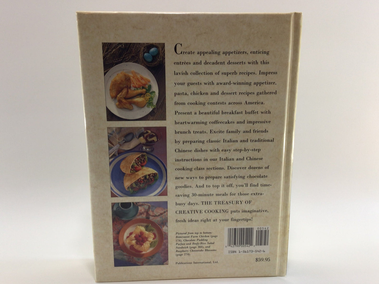 Cookbook The Treasury of Creative Cooking Copyright 1992 Hardcover Vintage Recipes