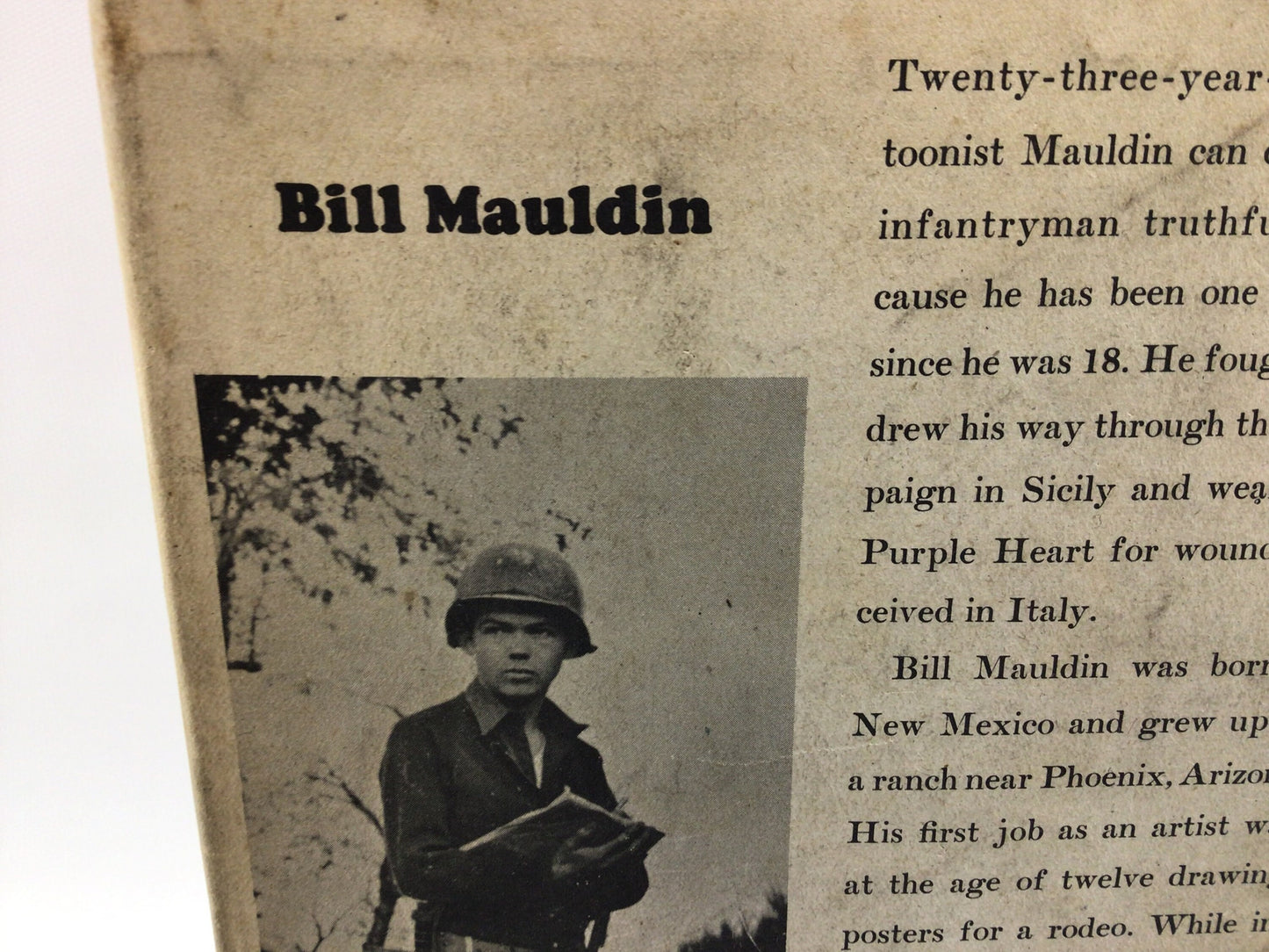 Up Front Hardcover Book by Bill Mauldin 1940s WWII Cartoon Illustration Novel Black and White Graphics Soldiers First Hand Humorous Account