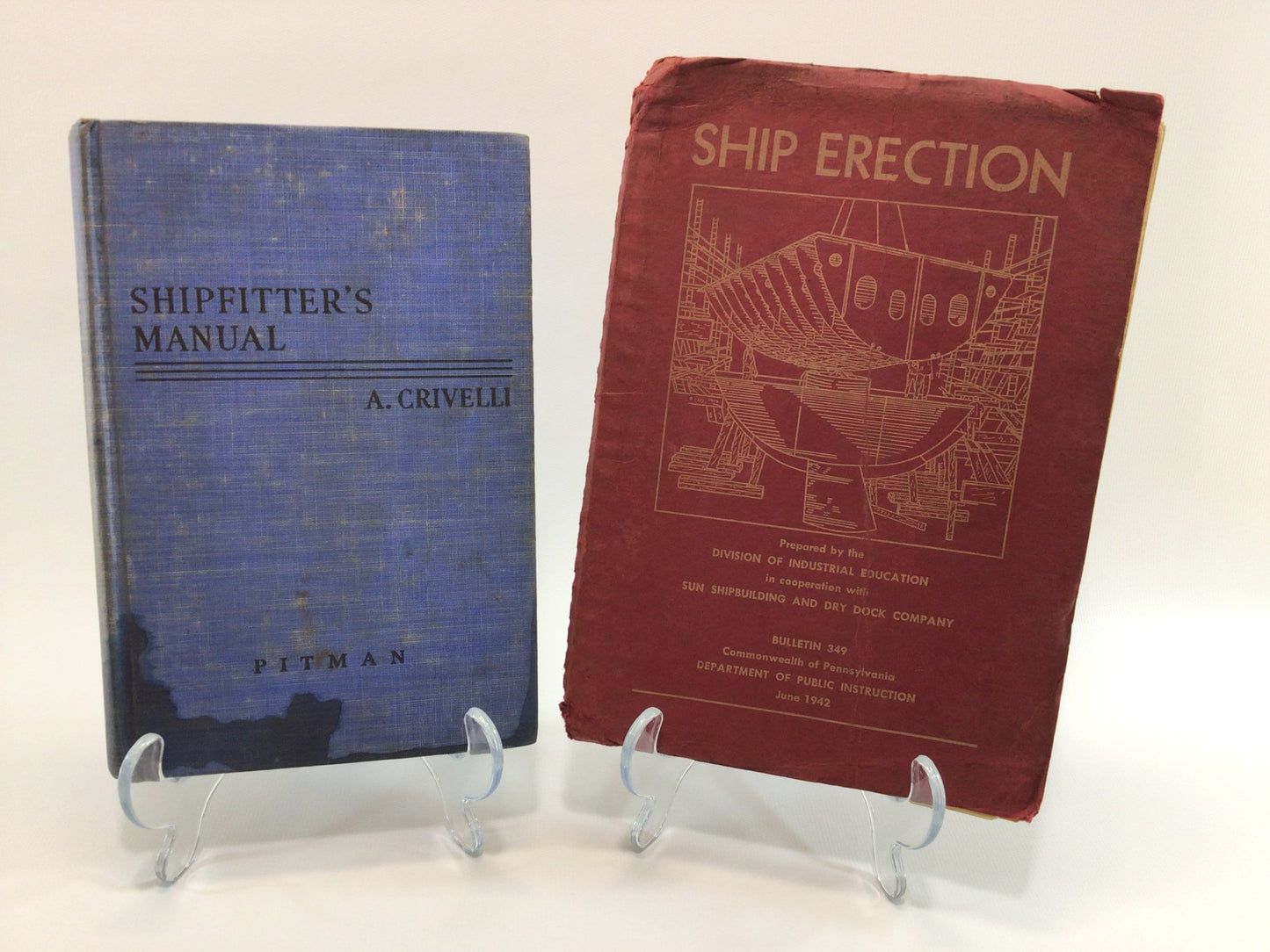 Vintage Construction Reference Books Shipfitter's Manual and Ship Erection both Copyright 1942 WW II Era Warship Builder's Instructions