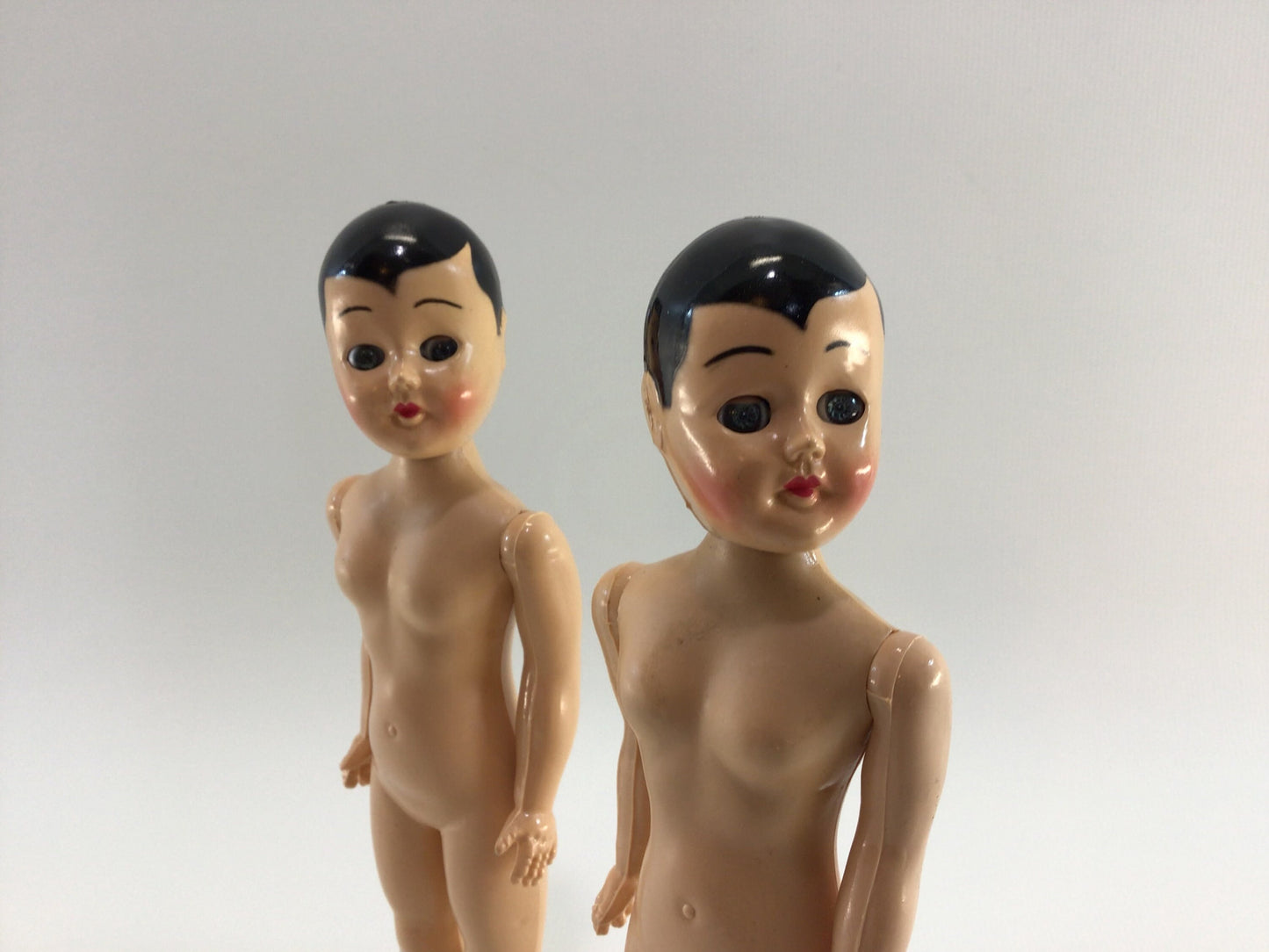 1950's Doll Vintage Lingerie Lou Dolls Pair of Two Painted On Black Hair Sleepy Eyes Black Bow Painted on Shoes Dress Me Movable Head Arms