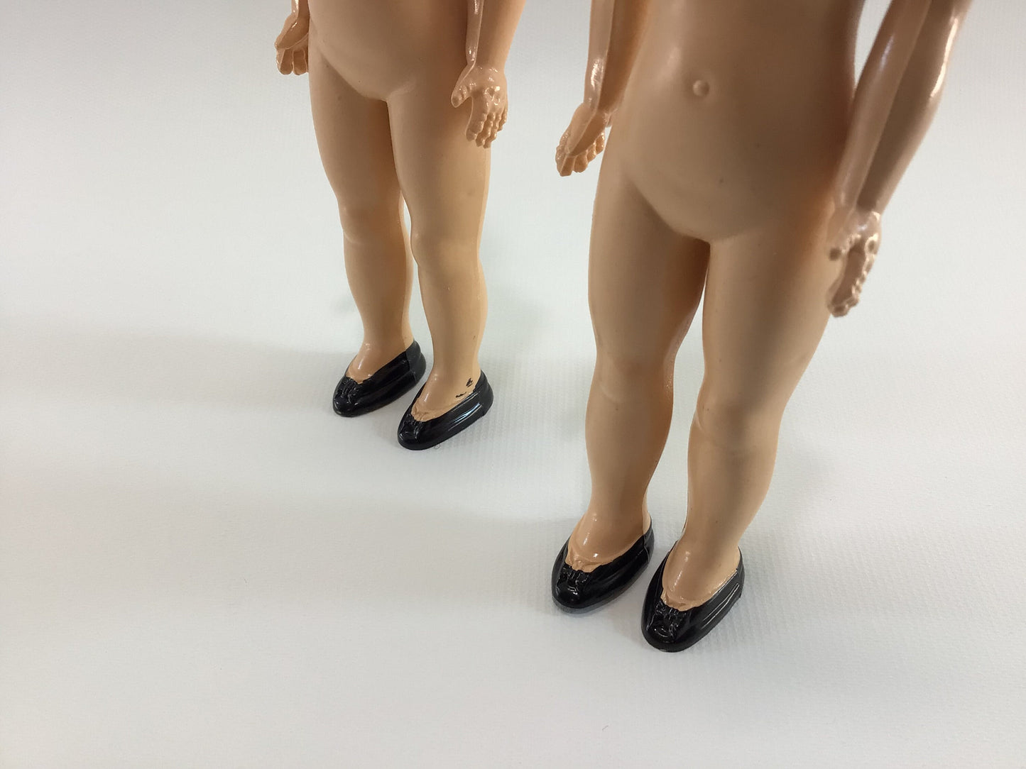 1950's Doll Vintage Lingerie Lou Dolls Pair of Two Painted On Black Hair Sleepy Eyes Black Bow Painted on Shoes Dress Me Movable Head Arms