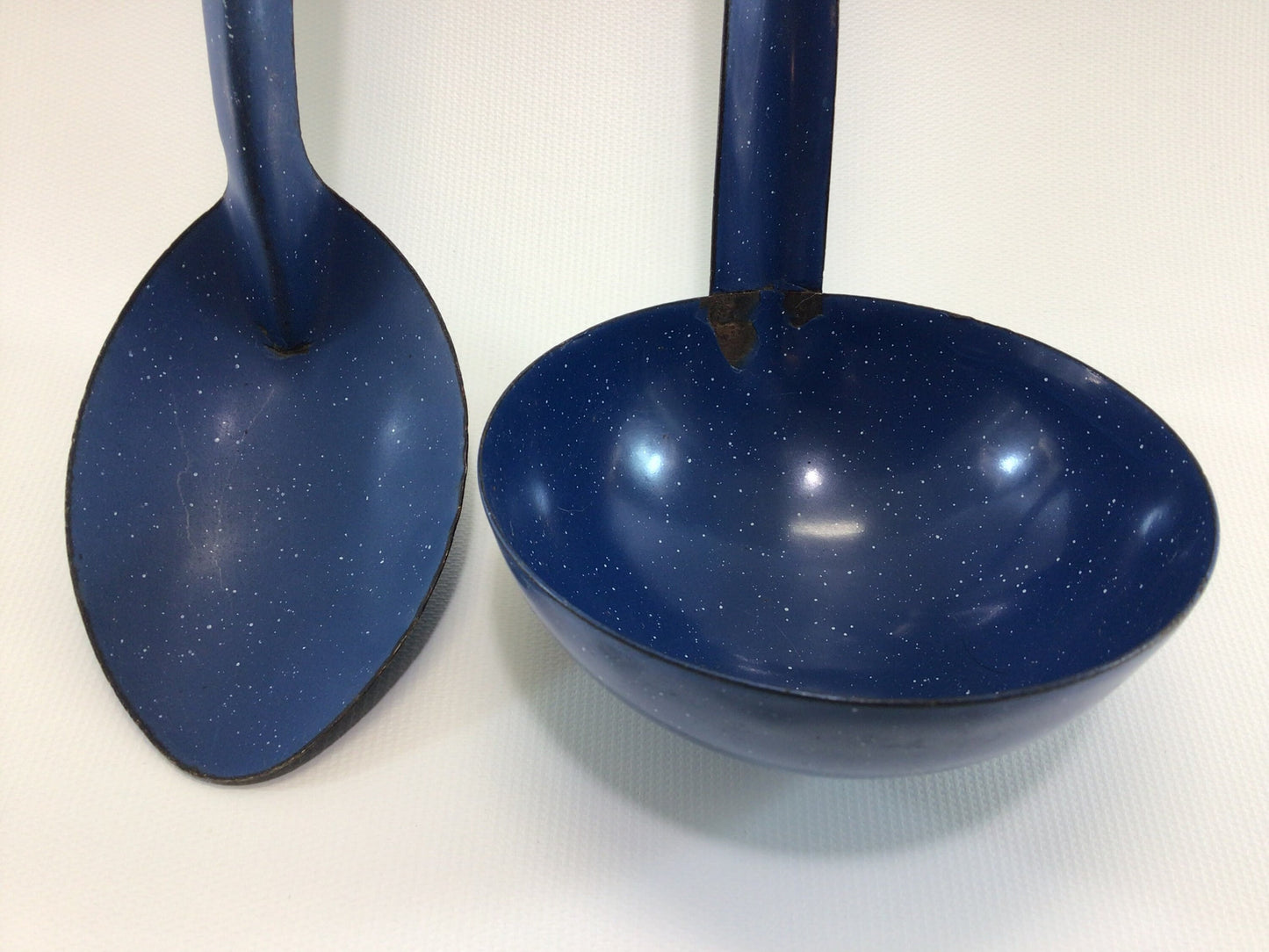 Graniteware Enamelware Ladle and Serving Spoon Blue and White Country Cottage Kitchen Farmhouse Decor