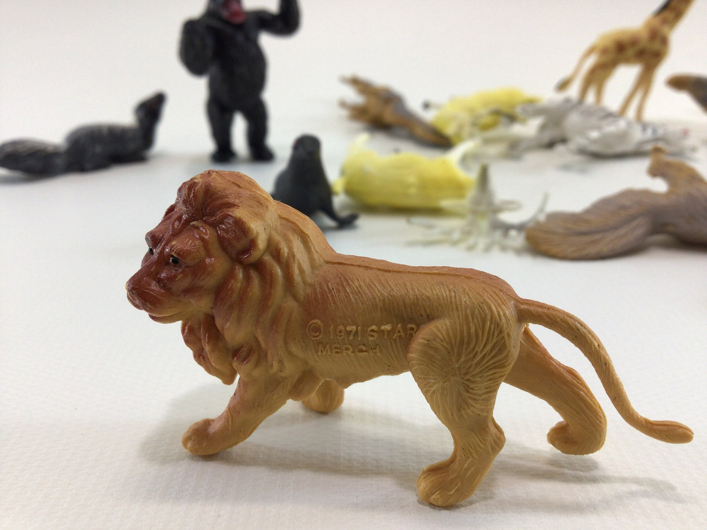 Wild Safari Animals 1970s Plastic Collectible Star Merch Toy Figurines Made in Hong Kong Kitschy Dime Store Toys