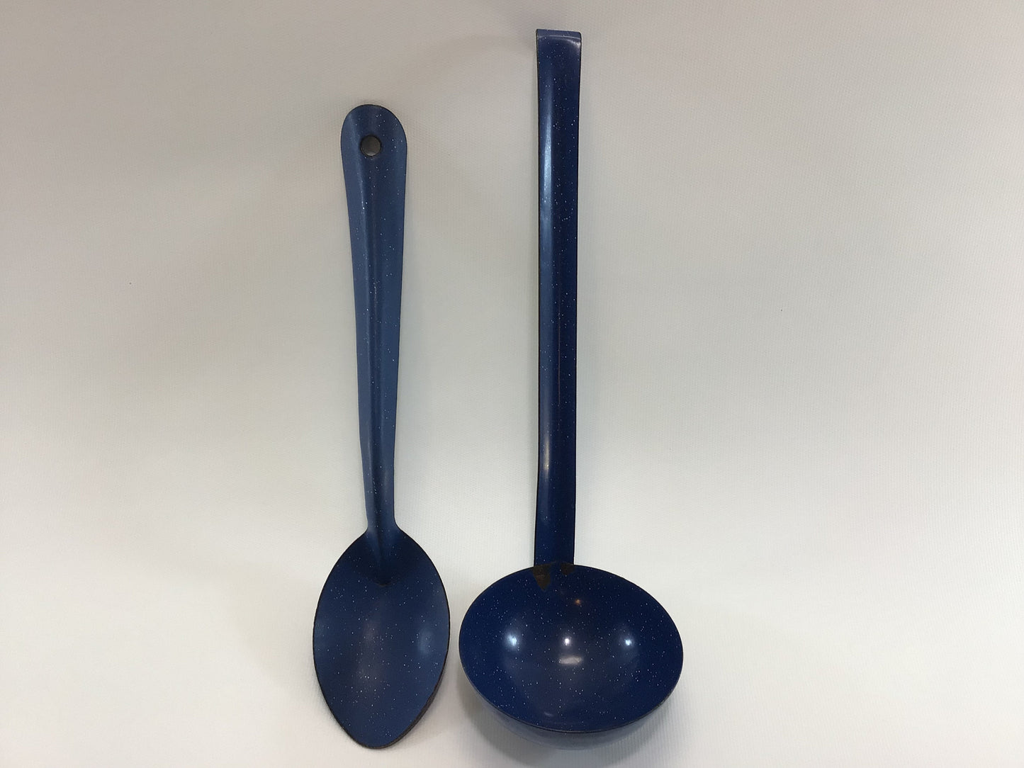 Graniteware Enamelware Ladle and Serving Spoon Blue and White Country Cottage Kitchen Farmhouse Decor