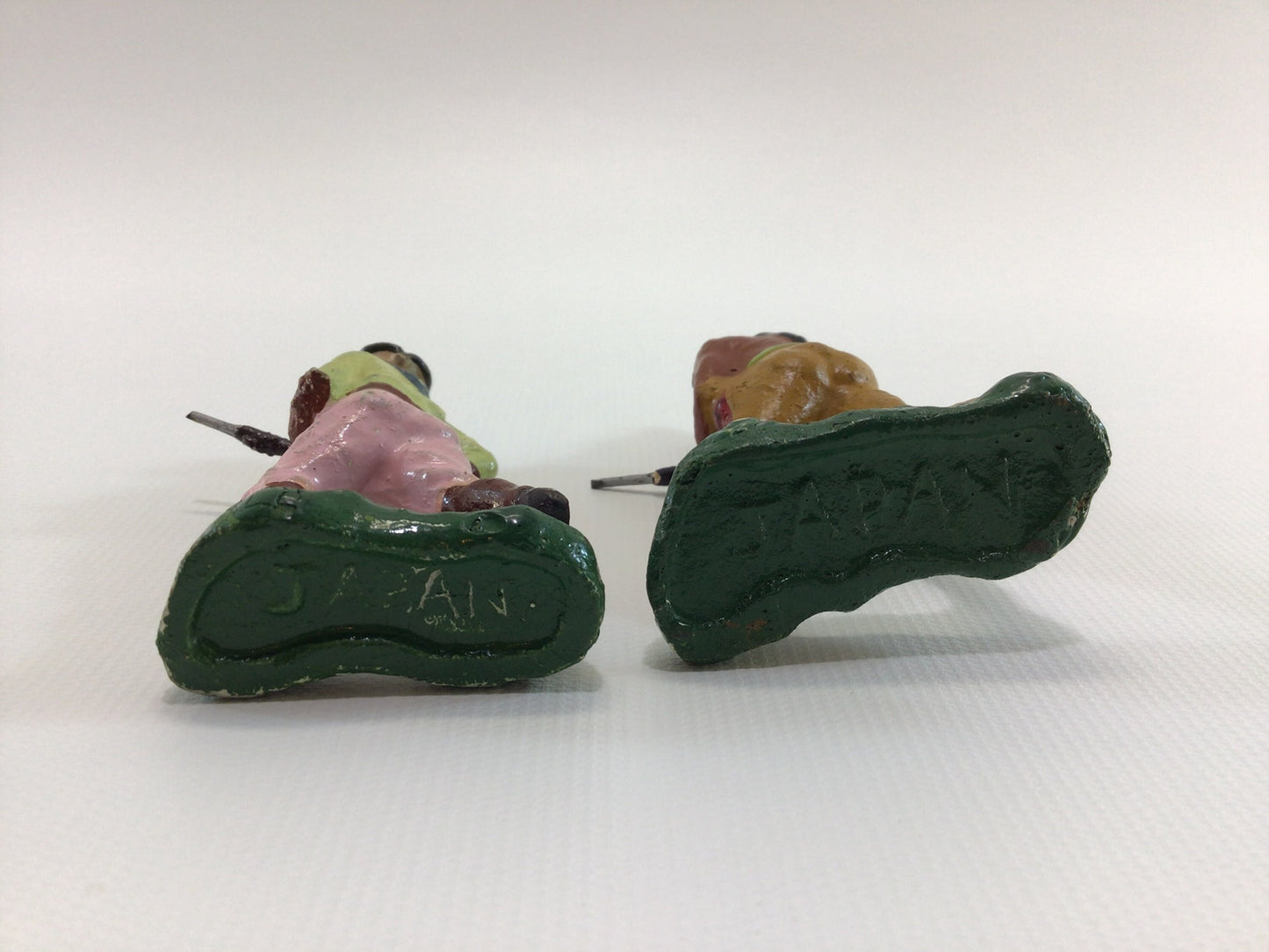Vintage Western 3" Toy Figurines Cowboy and Native American with Rifles Paper Mache Construction Made in Japan