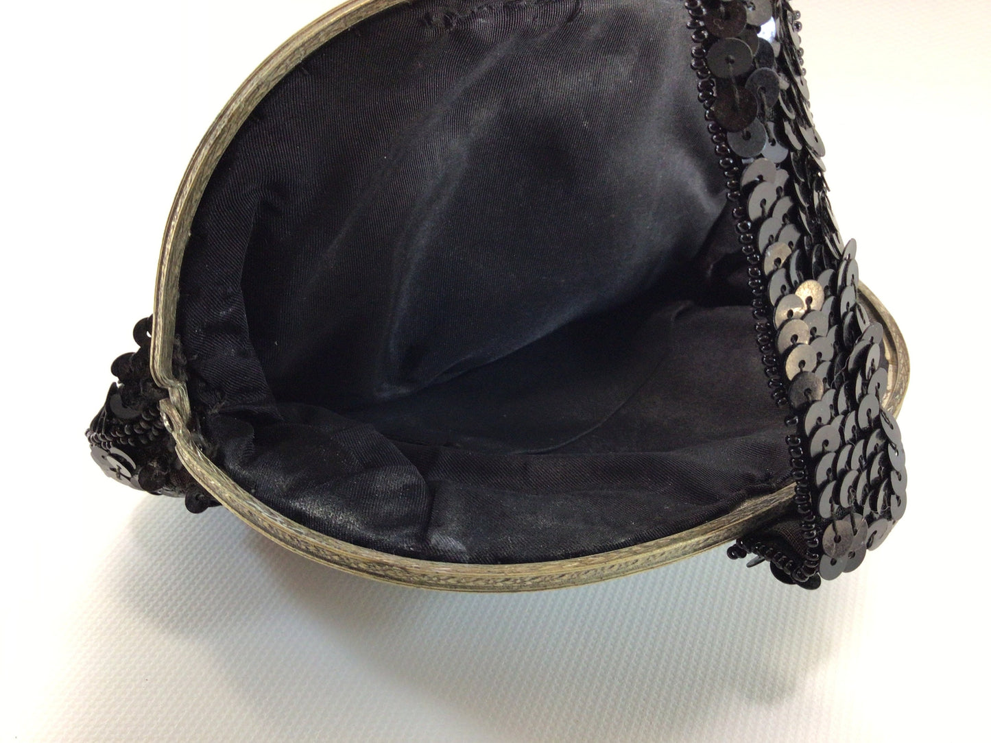 Vintage Black Sequin Handbag Clutch Purse Antique Flapper era Evening Fashion Accessory