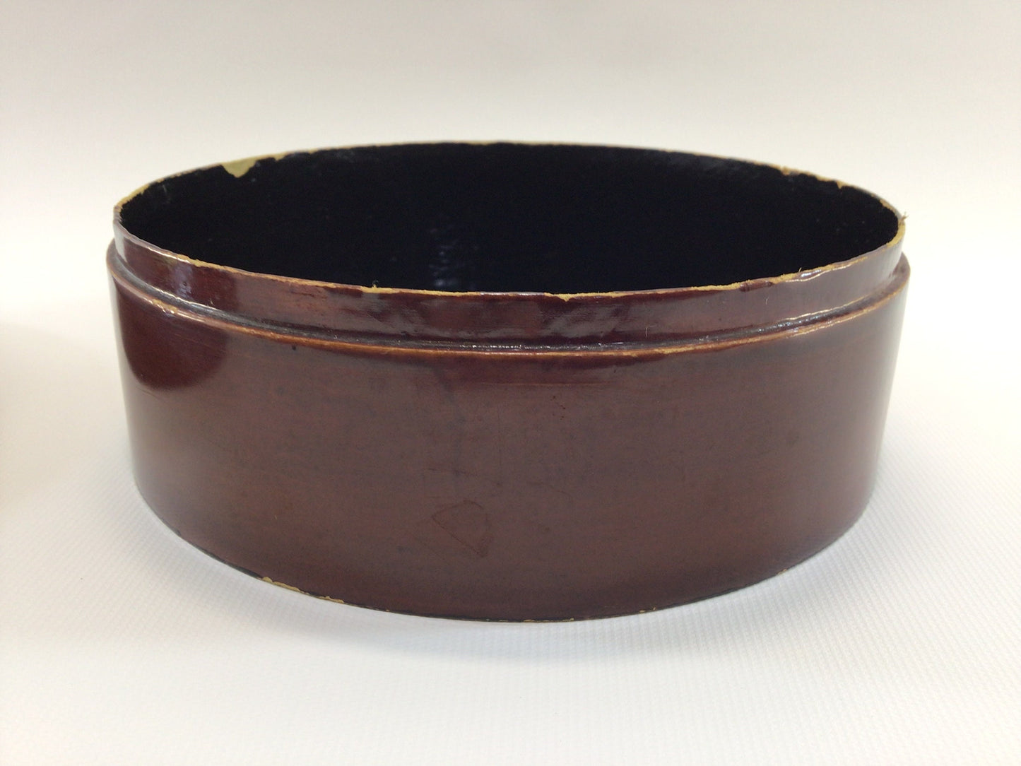 Vintage Red Lacquered Paper Round Storage Container Trinket Box Japanese Gold Floral Design