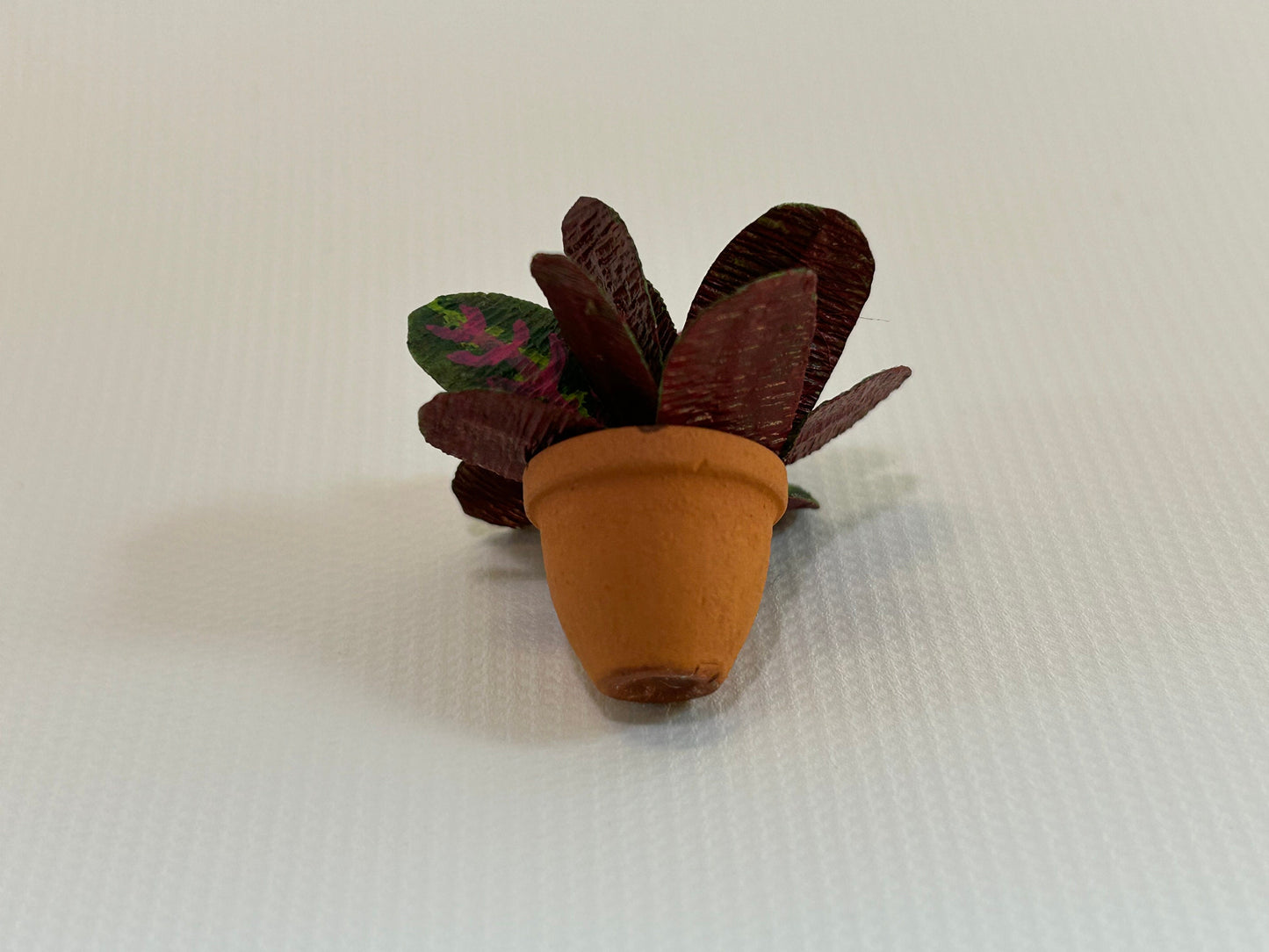Handmade Dollhouse Miniature Prayer Plant Maranta in Terra Cotta Pot Home Decor 1:12 Scale Artisan Made