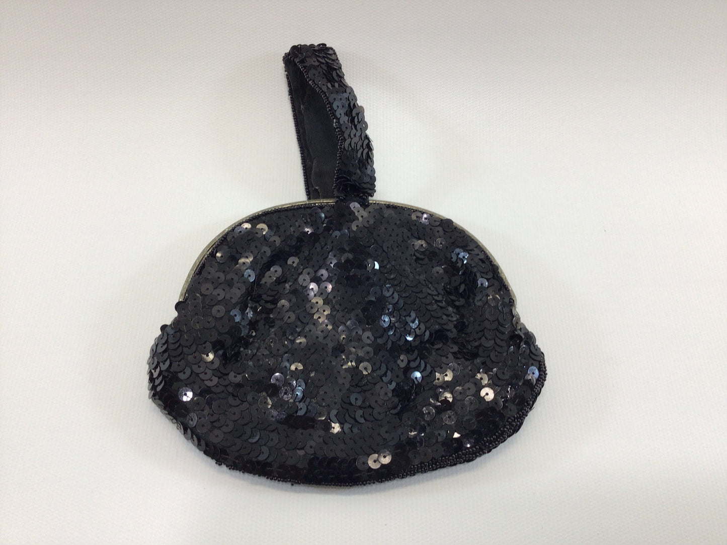 Vintage Black Sequin Handbag Clutch Purse Antique Flapper era Evening Fashion Accessory