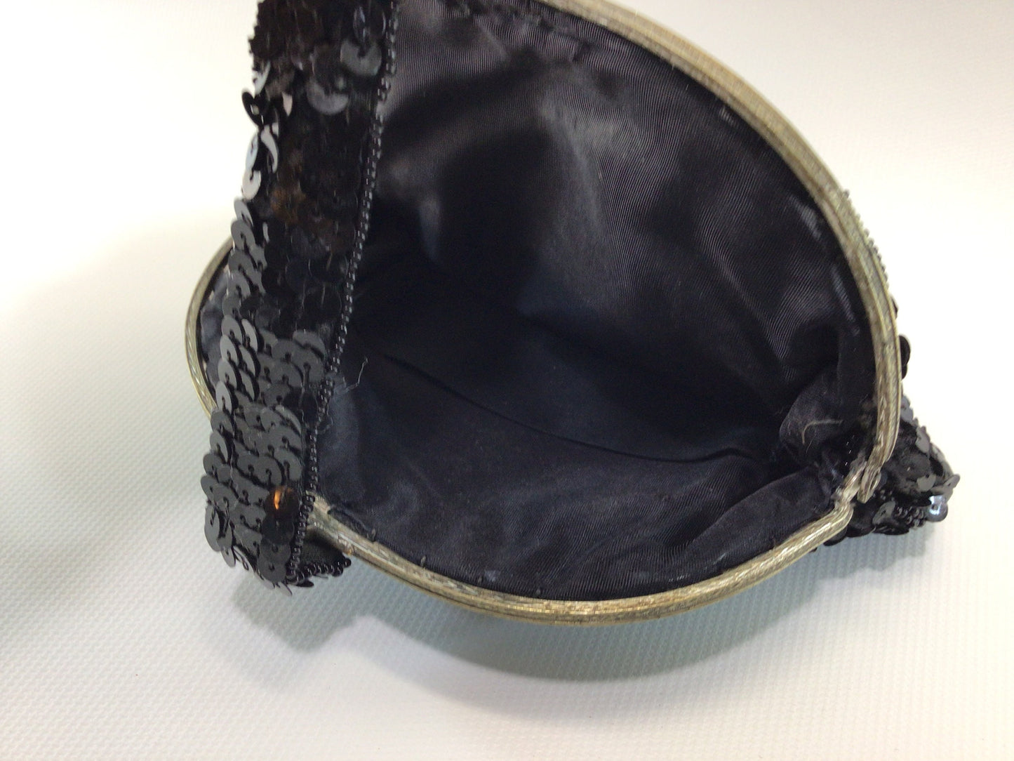 Vintage Black Sequin Handbag Clutch Purse Antique Flapper era Evening Fashion Accessory