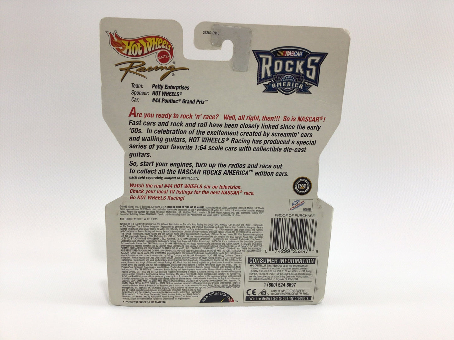 Hot Wheels Racing NASCAR Rocks America Kyle Petty Vintage Diecast 1:64 Scale Toy Race Car and Guitar