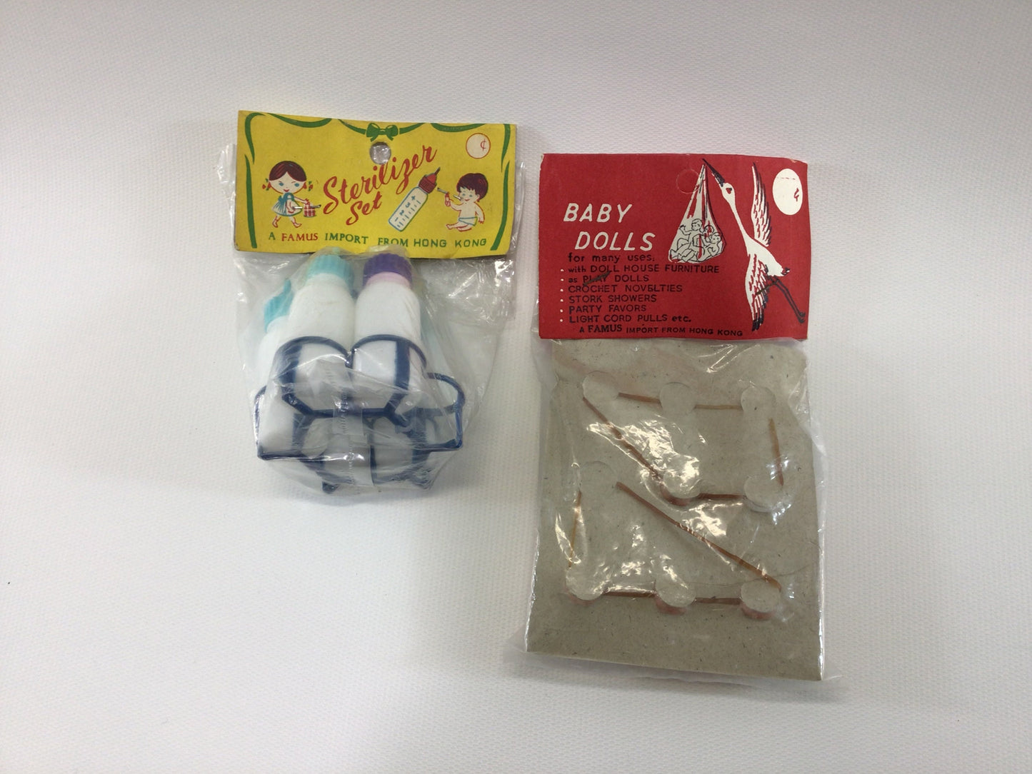 Miniature Baby Bottles and Babies Vintage Plastic Kitschy Party Favor / Cake Topper / Doll Toys